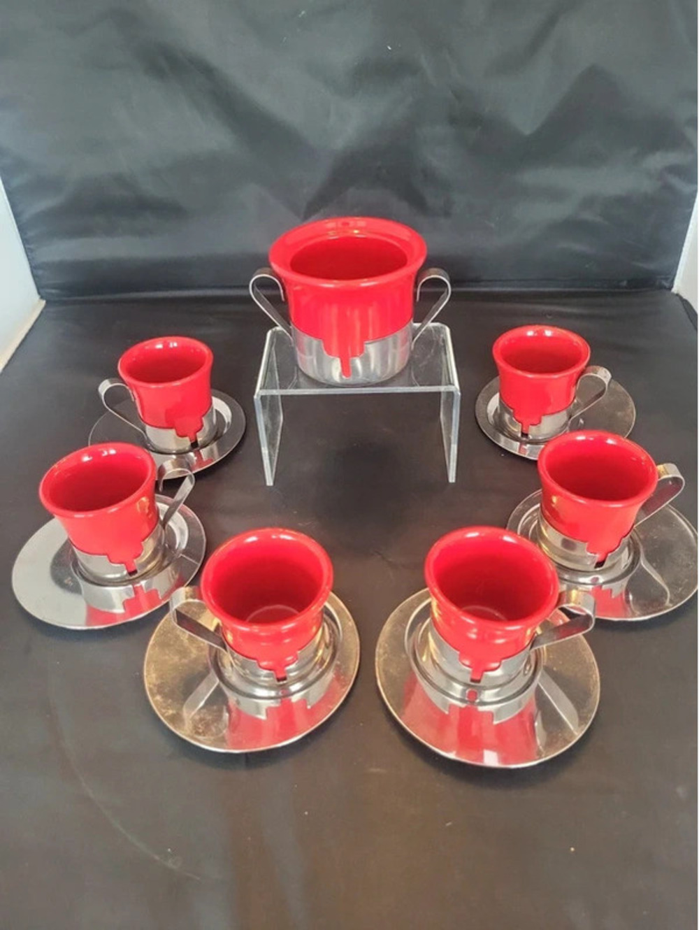 1960 Inoxriv 6 espresso cup/saucer sugar bowl